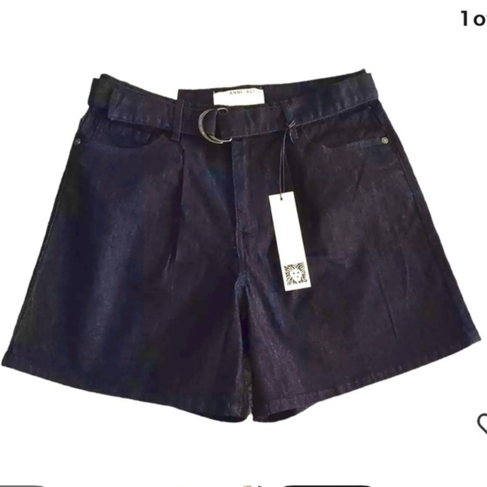 Anne Klein Jeans size 14 Dark blue indigo IG Rinse zip up belted Vintage Shorts
